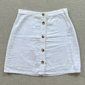 A&F White Linen Button Mini Skirt